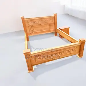 Elegant Wooden Bed Frame With Bedside Table – Classic Comfort Style