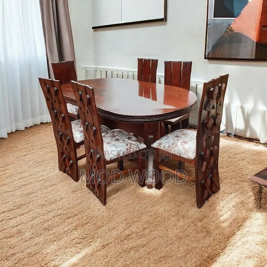 Luxury 6-Seater Wooden Dining Set – Elegant Design for Modern Living