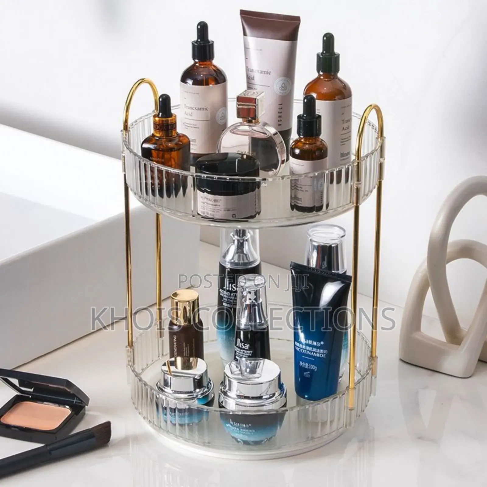 2 Layer Rotating Makeup Storage Rack