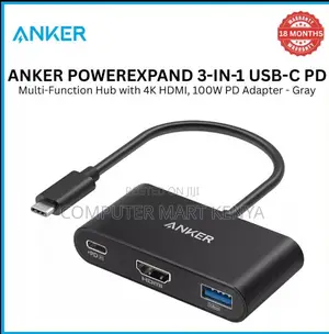 Anker Powerexpand 3-in-1 Usb-C Pd Hub Gray