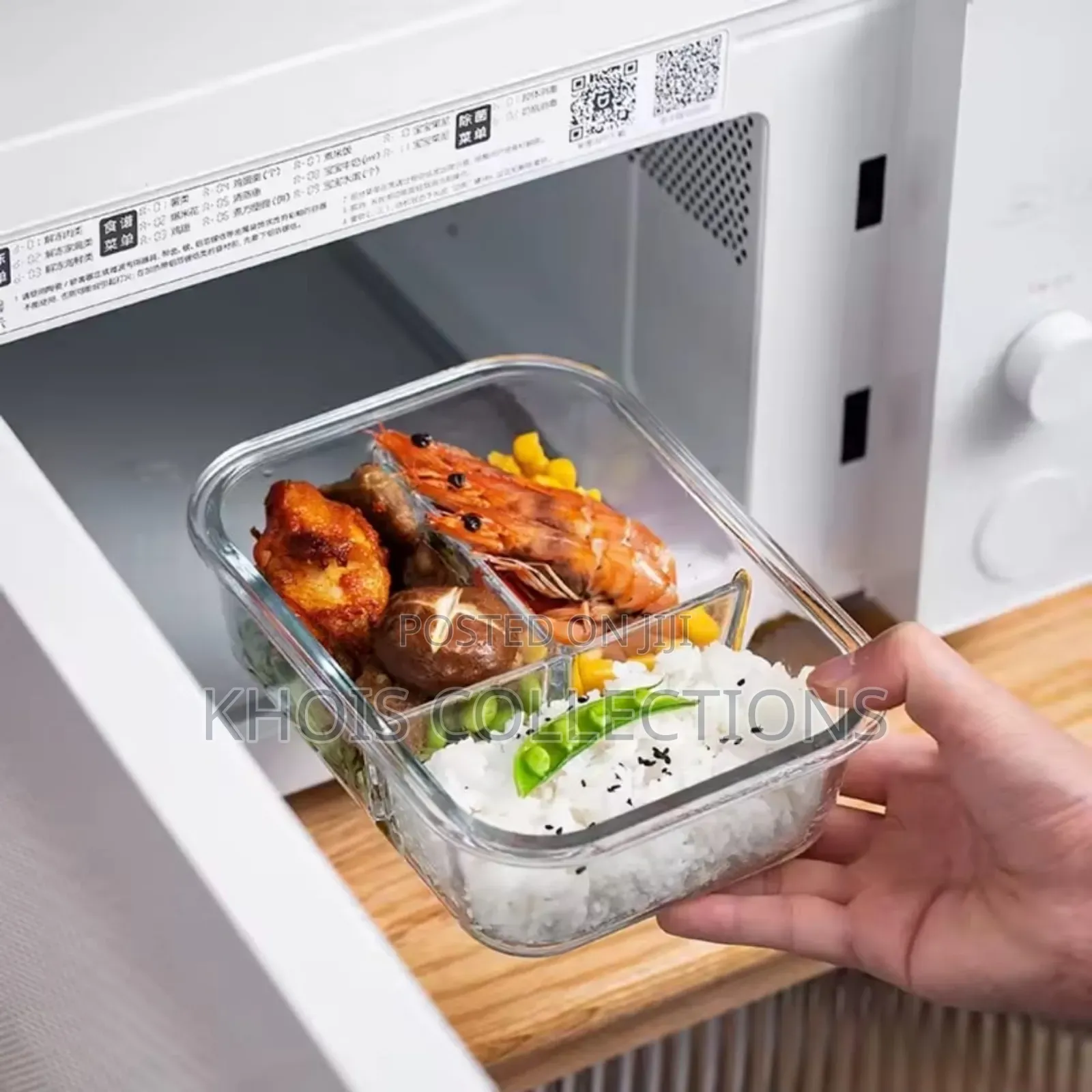 3 Grid Glass Partitioned Lunch Box