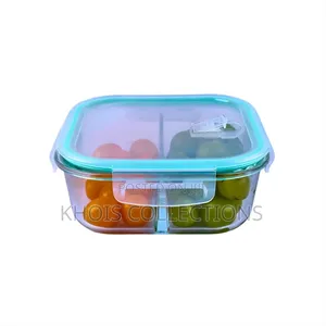 2 Grid Partitioned Glass Lunch Box