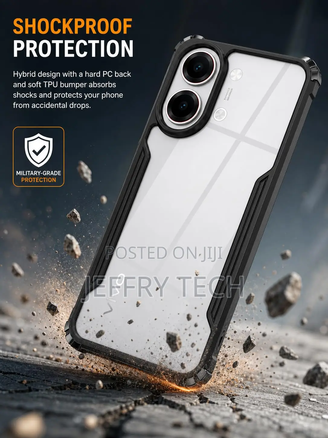 Back Cover for Vivo Y05 5g, Camera Protection Shockproof Bumper-Edge |