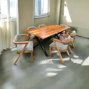 Premium Live-Edge 6-Seater Dining Set – Modern Elegance in Solid Wood