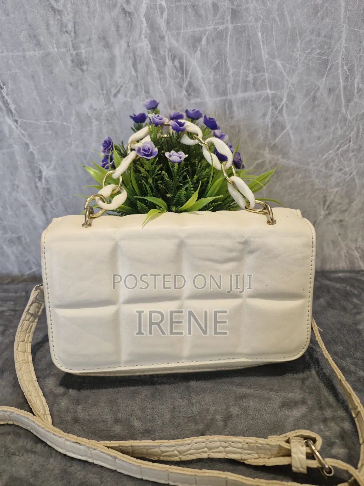 Gold And White Sling Bag