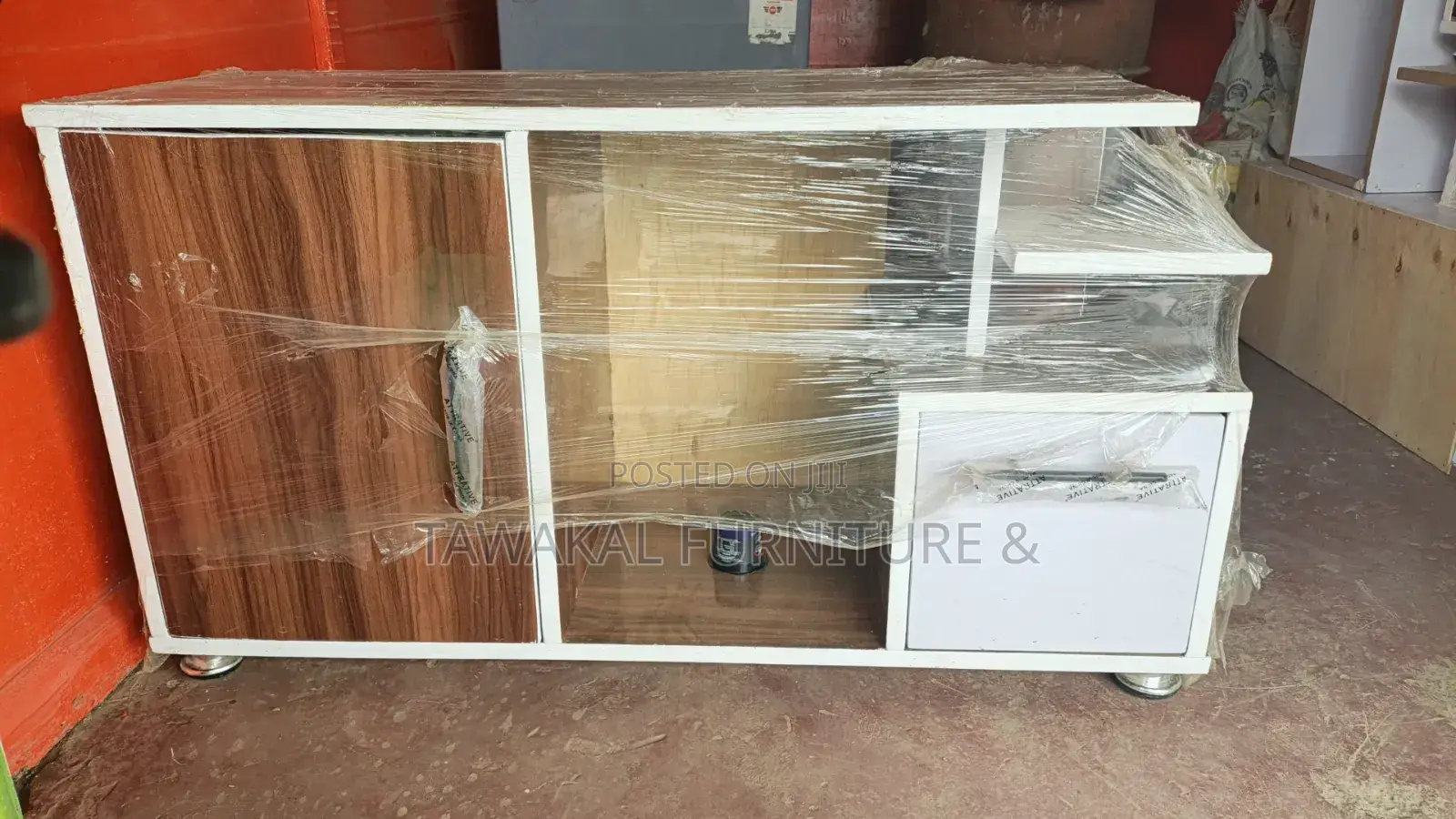 White and Brown Tv Stand