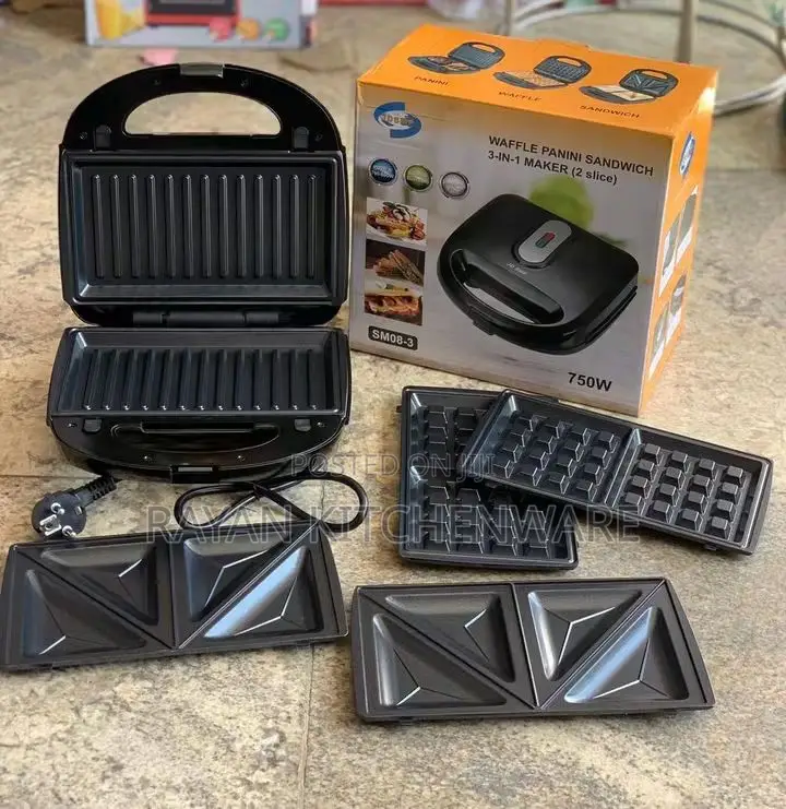 Sm08-3 3-in-1 Waffle, Panini, and Sandwich Maker.