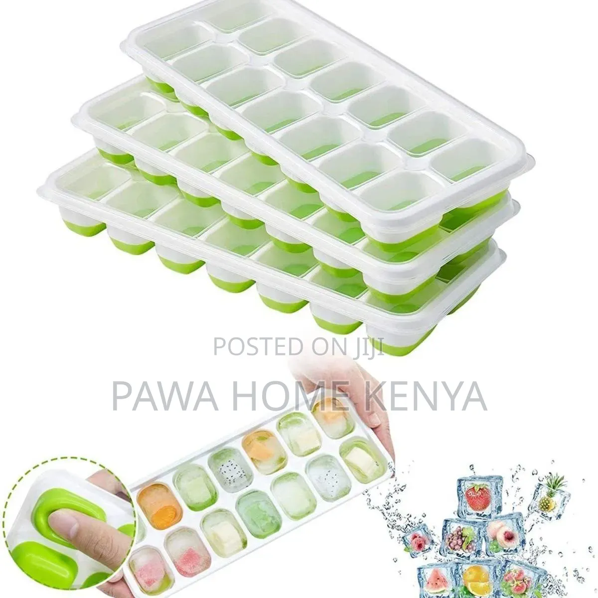 14 Holes Ice Cube Tray Mould With Silicone Base Lid