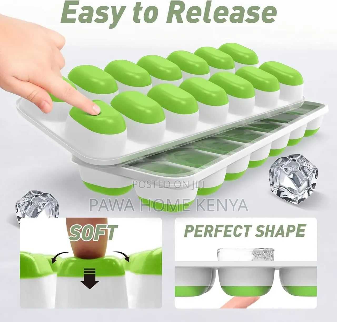 14 Holes Ice Cube Tray Mould With Silicone Base Lid
