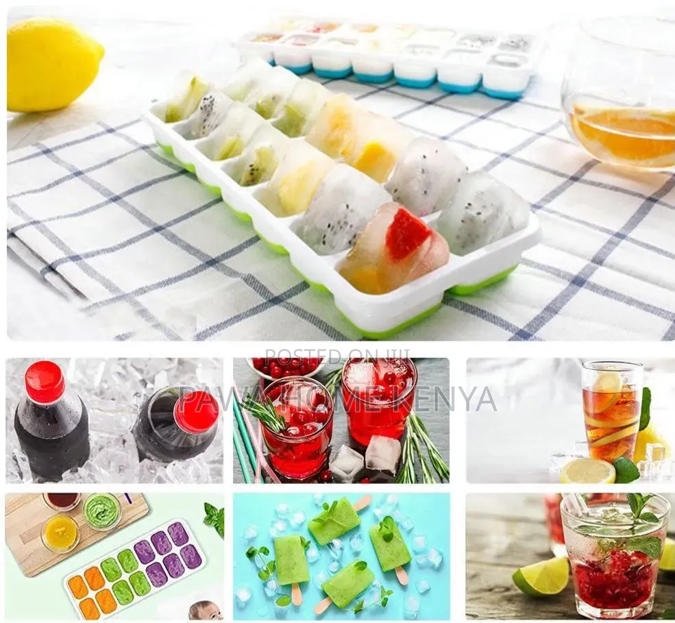 14 Holes Ice Cube Tray Mould With Silicone Base Lid