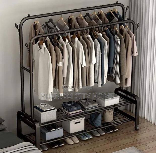 Portable Clothes Rack With Hanging Rod