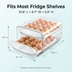 2-Tier Stackable 32 Eggs Organizer Drawer for Refrigerator/ Countertop