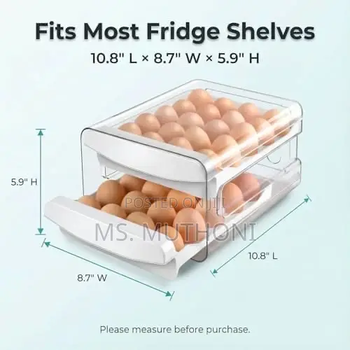 2-Tier Stackable 32 Eggs Organizer Drawer for Refrigerator/ Countertop