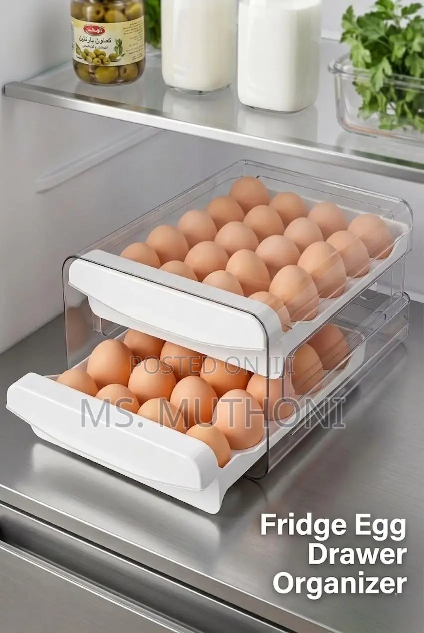 2-Tier Stackable 32 Eggs Organizer Drawer for Refrigerator/ Countertop