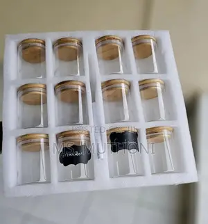 12pcs(200 Ml Each ) Round Glass Spice Jar Set