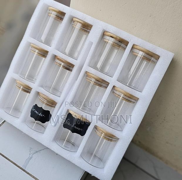 12pcs(200 Ml Each ) Round Glass Spice Jar Set - thumbnail 2