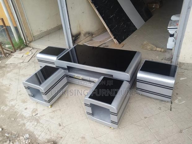 Luxury Gray Marble Coffee Table With Four Stools