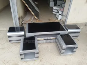 Luxury Gray Marble Coffee Table With Four Stools