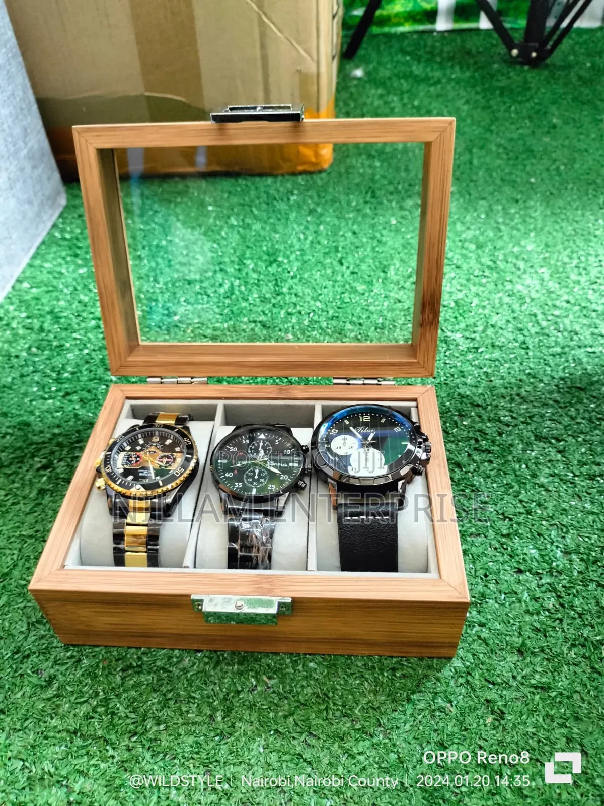 3 Slots Bamboo Watch Box