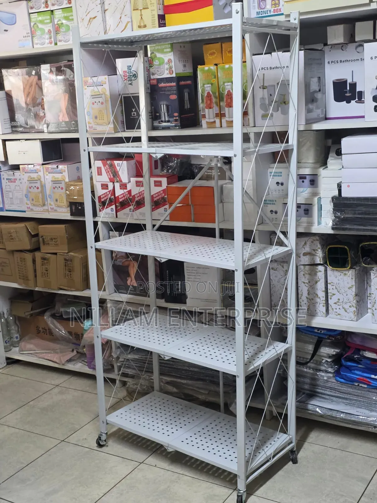 *5 Tier Foldable Movable Metallic Storage Rack*