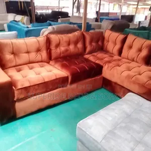 5 Seater Burnt Orange Corner Sofa: Pay on Delivery