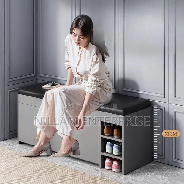 Modern Bucket Flip Shoe Cabinet With Seat Changing Stool Bench - thumbnail 4