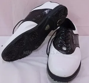 Dunlop White and Black Patterned Golf Shoe