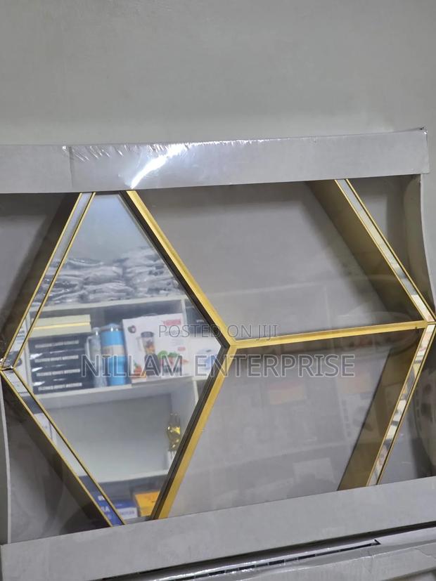 Luxury Gold Hexagon Wall Mirror With Display Shelves* - thumbnail 3
