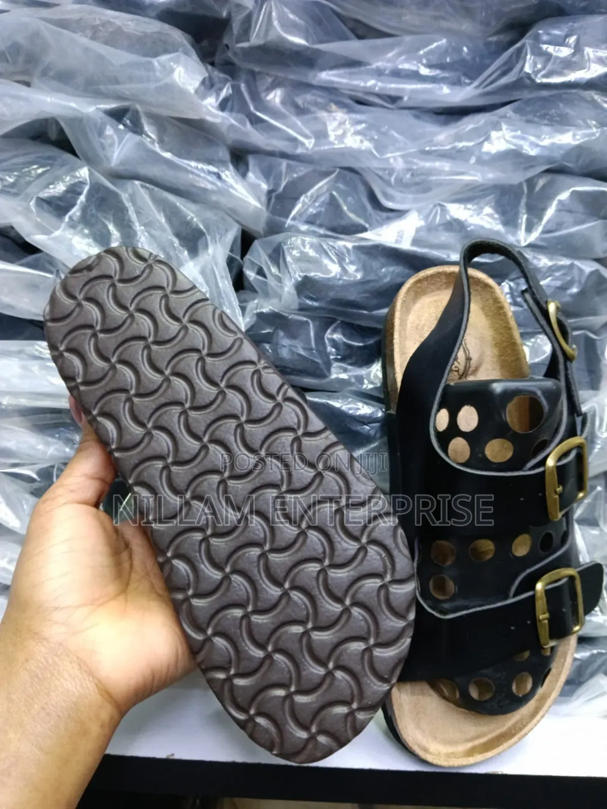 *Buckle Leather Cork Kids Sandals