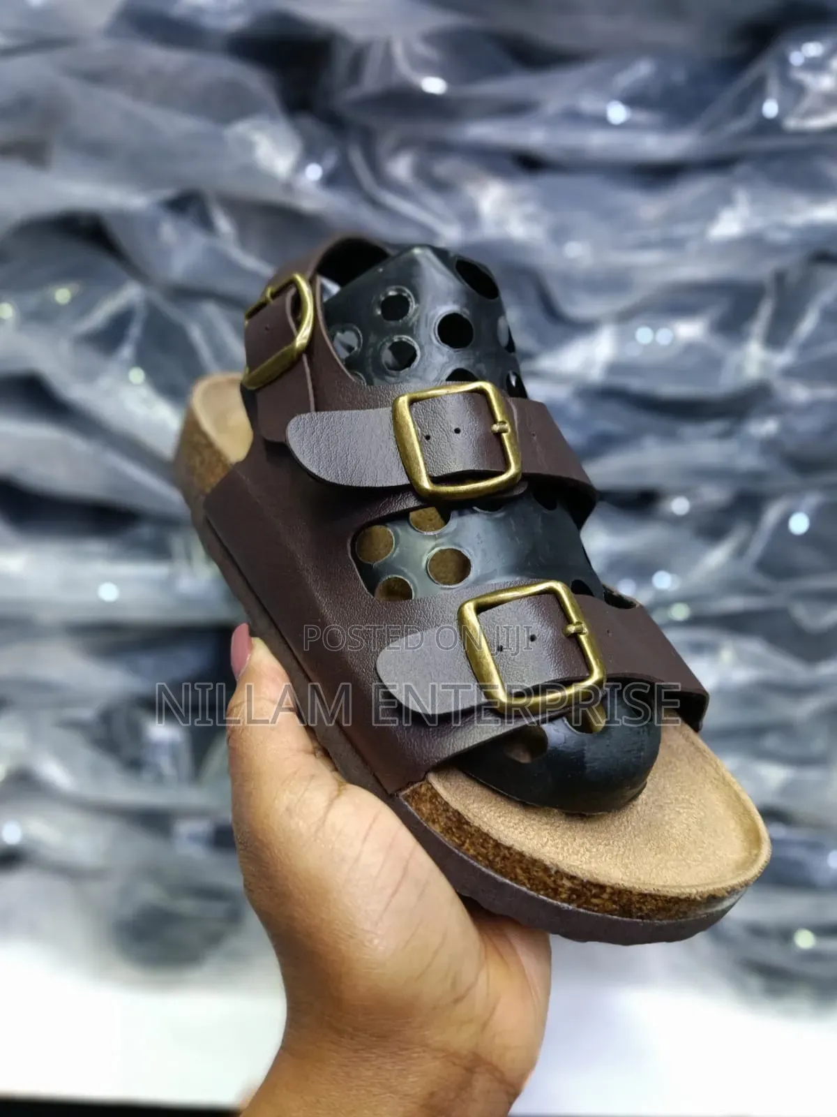 *Buckle Leather Cork Kids Sandals
