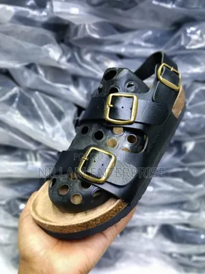 *Buckle Leather Cork Kids Sandals