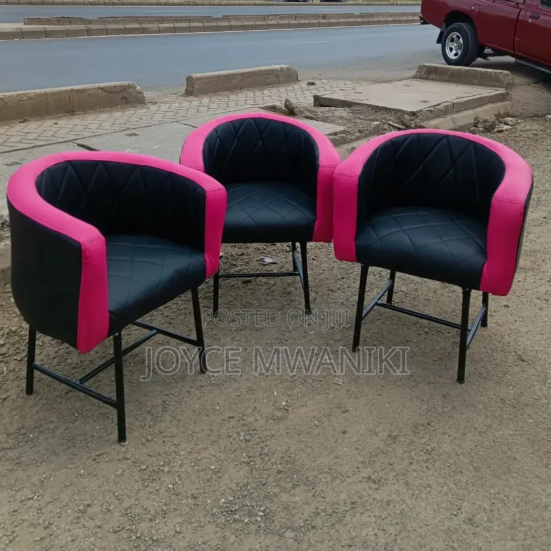 Salon Manicure Seats, Black and Pink 