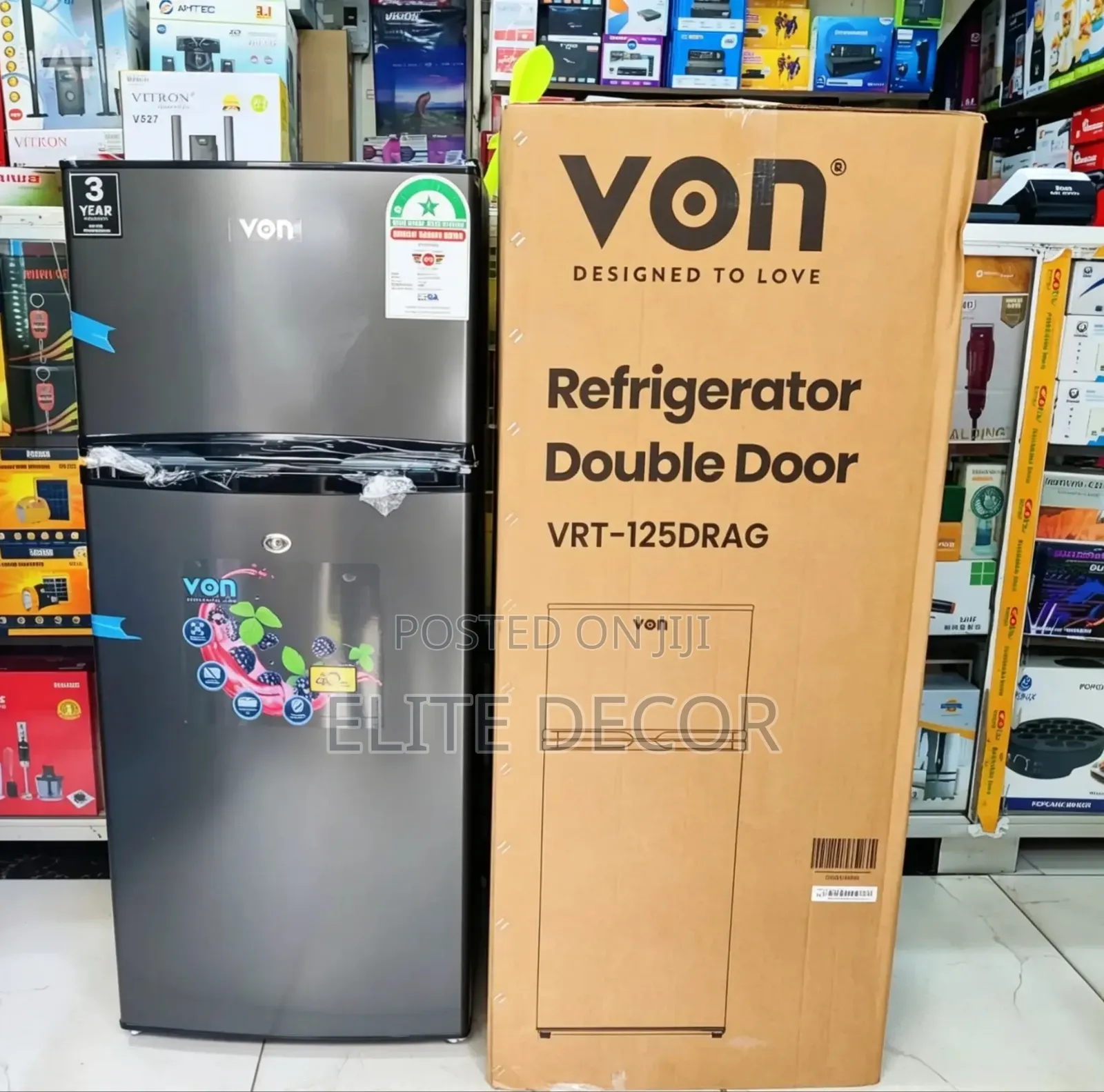 Von 125l Double Door Fridge– Direct Cool Refrigerator