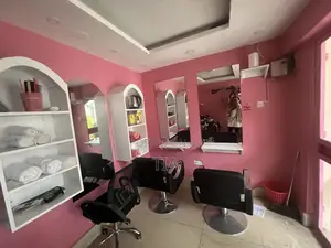 Salon Equipment, Including Lights, and Ring Ligh on the Ceiling.