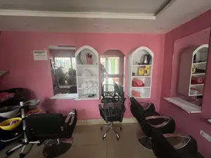 Salon Equipment, Including Lights, and Ring Ligh on the Ceiling.
