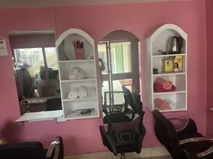 Salon Equipment, Including Lights, and Ring Ligh on the Ceiling.