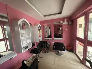 Salon Equipment, Including Lights, and Ring Ligh on the Ceiling.