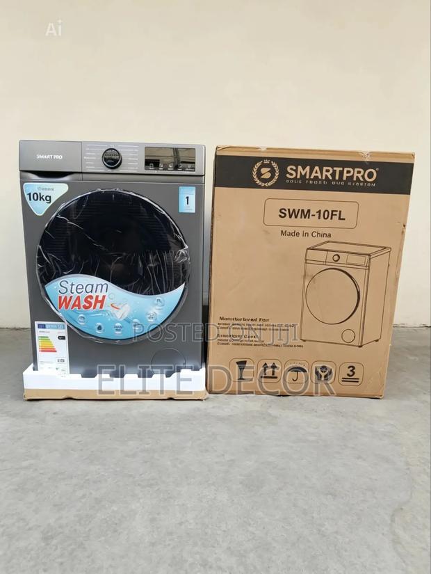 Smartpro 10kg Front Load Washing Machine – Steam Wash, Wash Spin