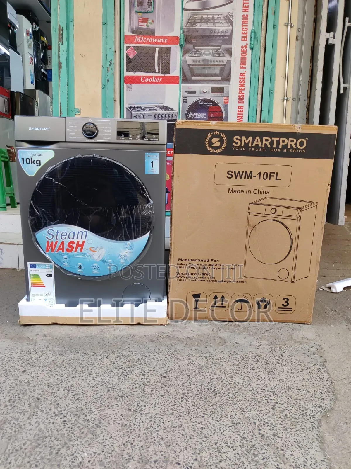Smartpro 10kg Front Load Washing Machine – Steam Wash, Wash Spin