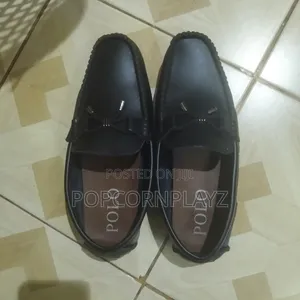 Polo Black Leather Loafer Shoes.