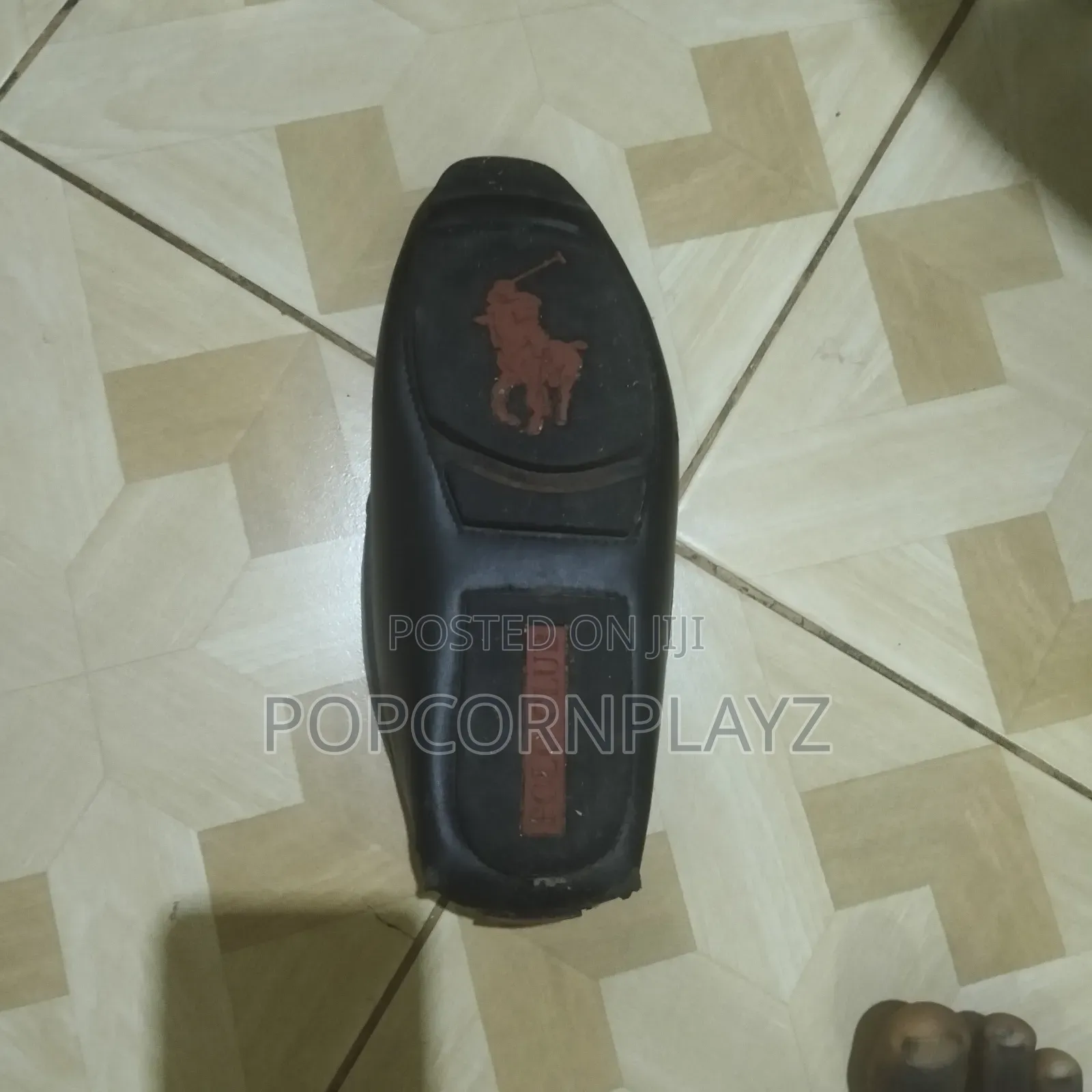 Polo Black Leather Loafer Shoes.