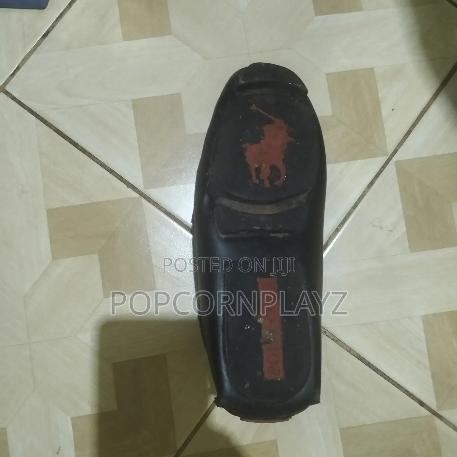Polo Black Leather Loafer Shoes.