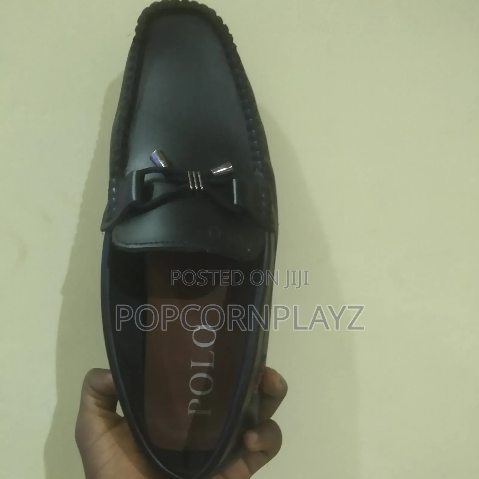 Polo Black Leather Loafer Shoes.