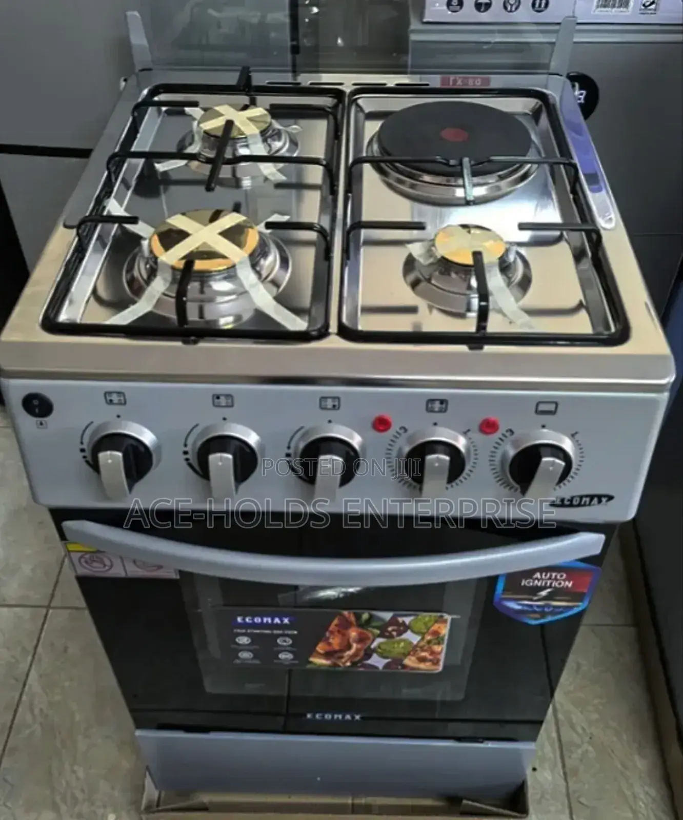 Ecomax Quality Standing Gas Cooker - 50*55 Rapid Plate, 3+1