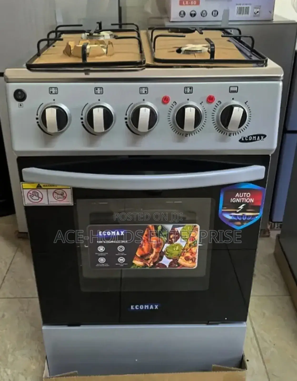 Ecomax Quality Standing Gas Cooker - 50*55 Rapid Plate, 3+1