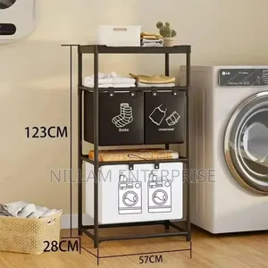 4 Grid Laundry Basket With Storage Rack*