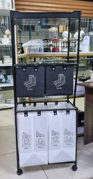 4 Grid Laundry Basket With Storage Rack*