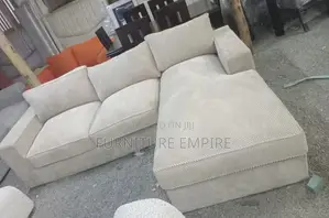 6 Seater L-Shaped Beige Sofa
