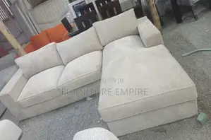 6 Seater L-Shaped Beige Sofa