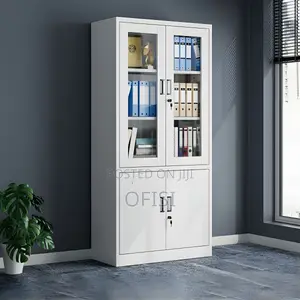Office Cabinet; 2-Door Half Glass Filing Office Cabinet